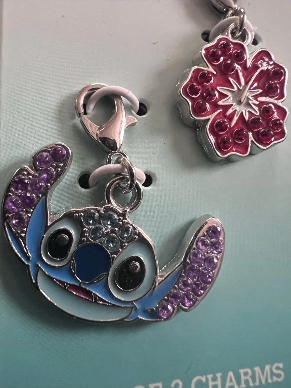 NWT Disney Stitch Kids Charm Set - stitch and hibiscus flower